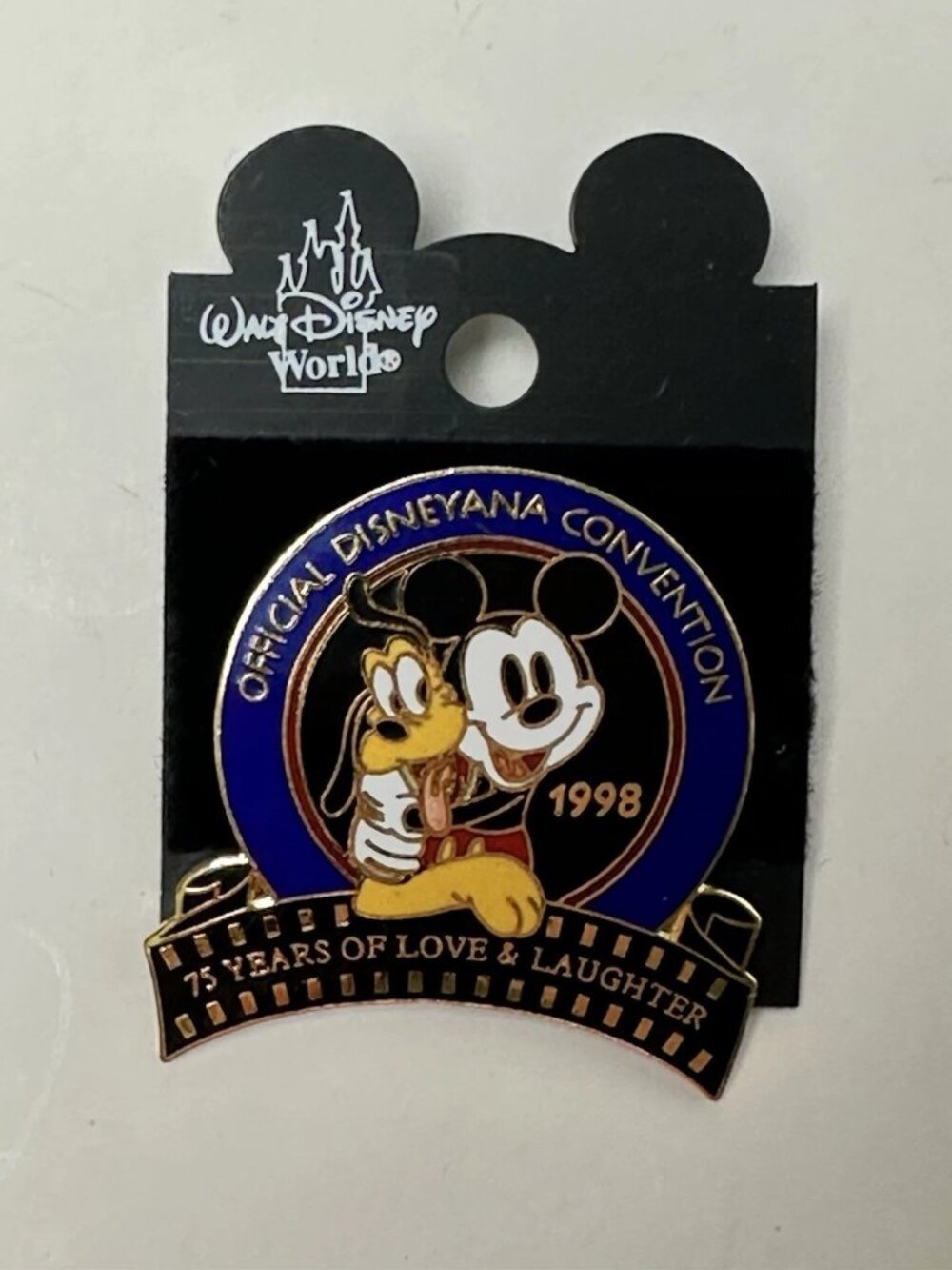 VTG Disneyana Convention Pin 1998-Mickey & Pluto-75 Years of Love & Laughter